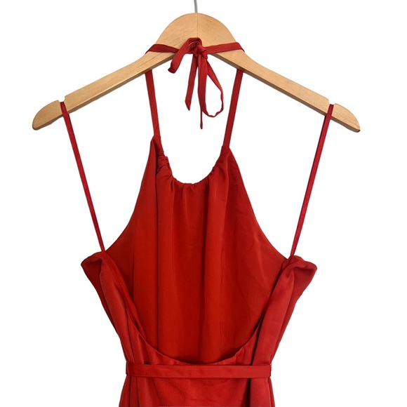 French Connection Orange Halter Satin Maxi Dress Size 6, 8, 10 - Picture 2 of 6